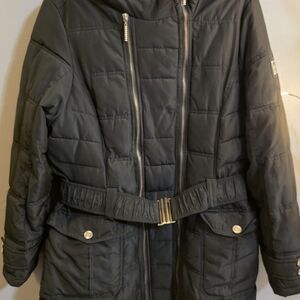 Rocawear Quilted Black Puffer Coat with Belt
